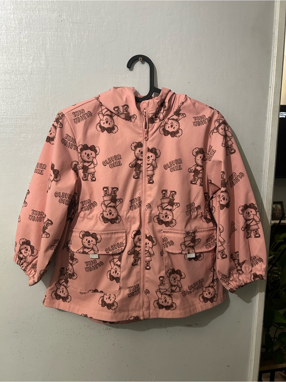 Bala Pink Hooded Girls' Jacket with Playful Character Print